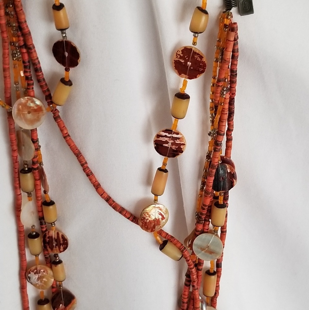 Orange beaded necklace with lobster clasp - Picture 3 of 8